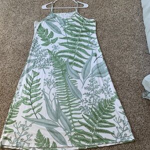 Green Leaf Print Maxi Dress